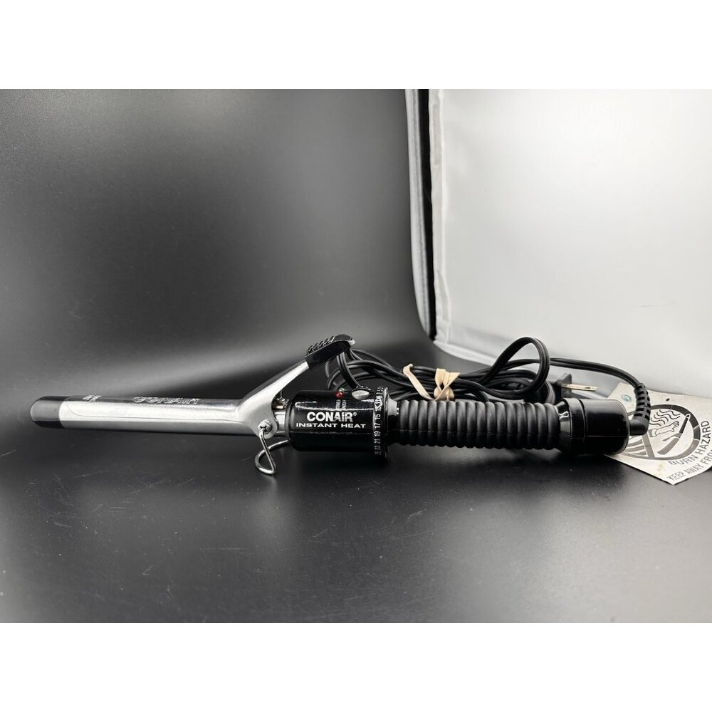 CONAIR 3/4" Instant Heat Curling Iron Chrome and Black 25 Settings Tested Works